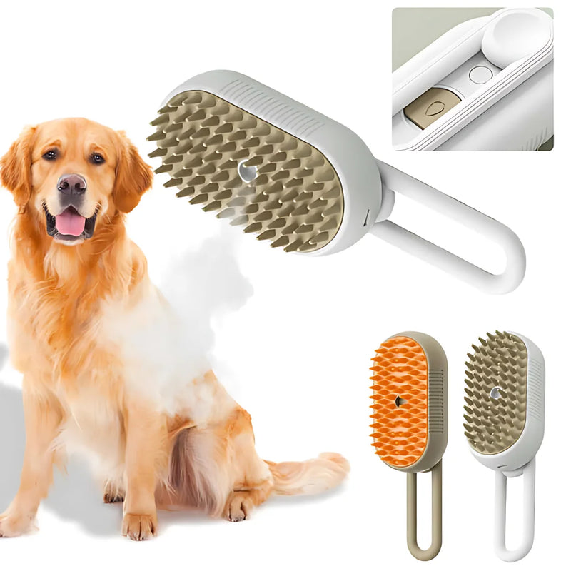 Escova a Vapor 3 em 1 Para Cães e Gatos, Para Massagem - GuinexStore 🐰🐶