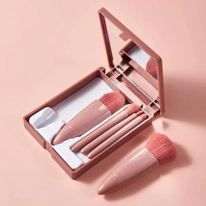 Mini Kit De Maquiagem Portátil Com 5 Pincéis - GuinexStore 💄