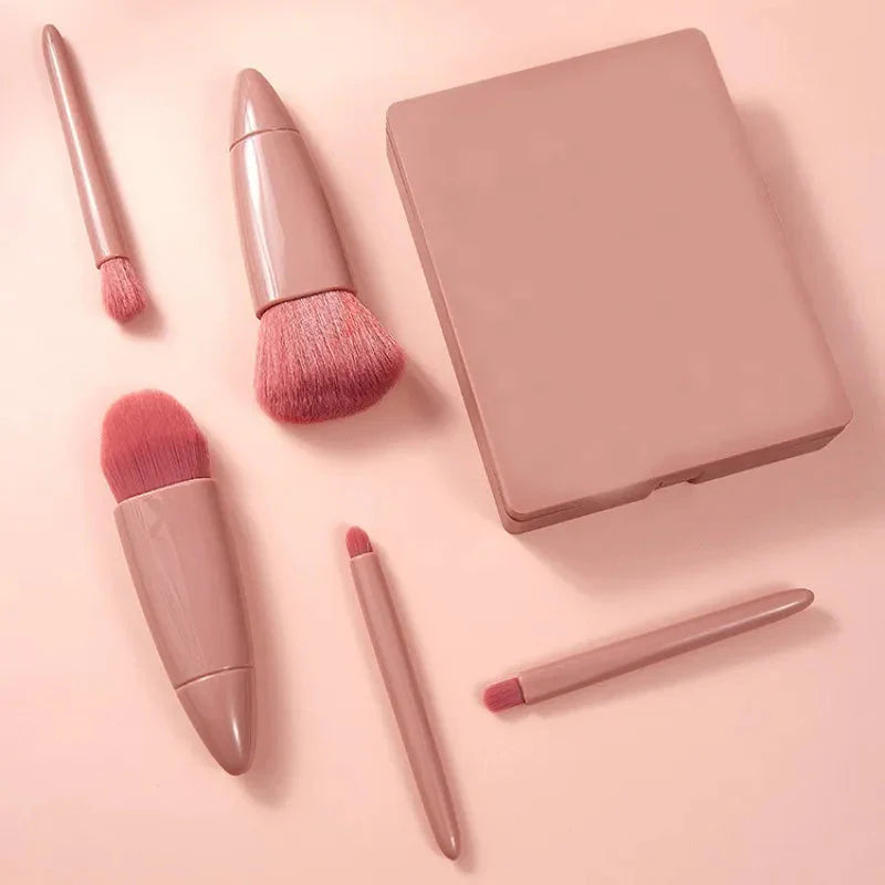 Mini Kit De Maquiagem Portátil Com 5 Pincéis - GuinexStore 💄